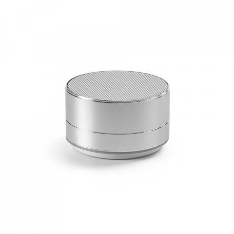 FLOREY. Portable 3W speaker with 4h battery life in recycled aluminium (100% rAL) and recycled ABS (100% rABS) - Satin silver