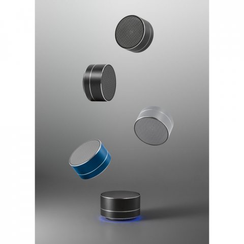 FLOREY. Portable 3W speaker with 4h battery life in recycled aluminium (100% rAL) and recycled ABS (100% rABS)