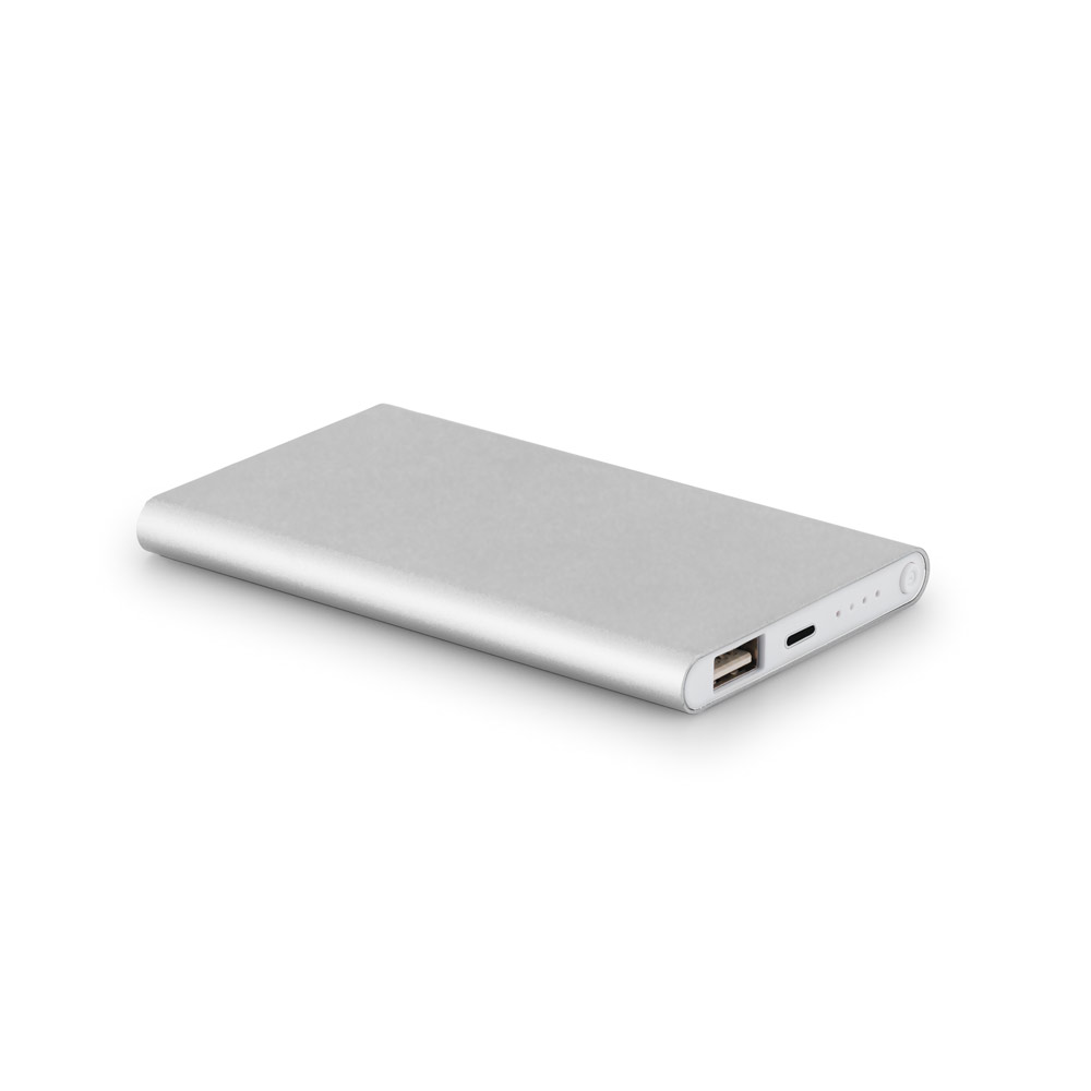 MARCET. Power bank slim da 4'000 mAh in ABS riciclato (70% rABS) e alluminio riciclato (30% rAL)