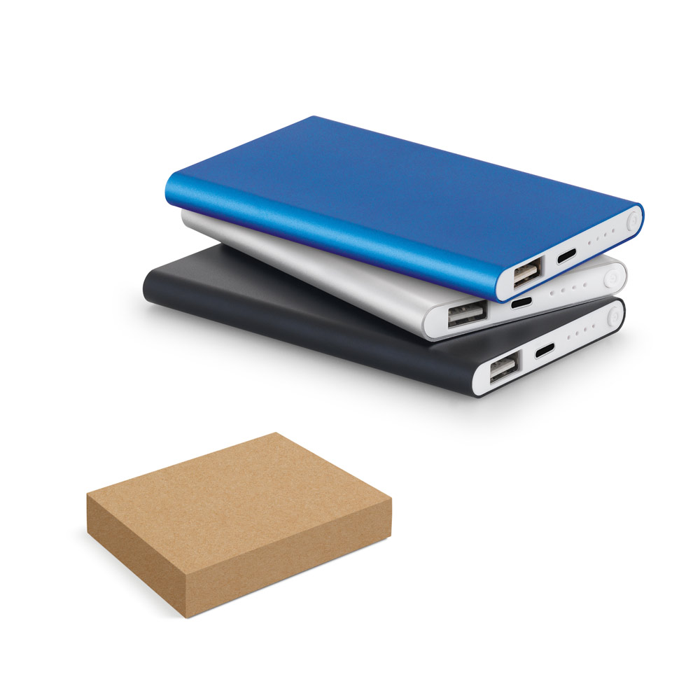 MARCET. Power bank slim da 4'000 mAh in ABS riciclato (70% rABS) e alluminio riciclato (30% rAL)