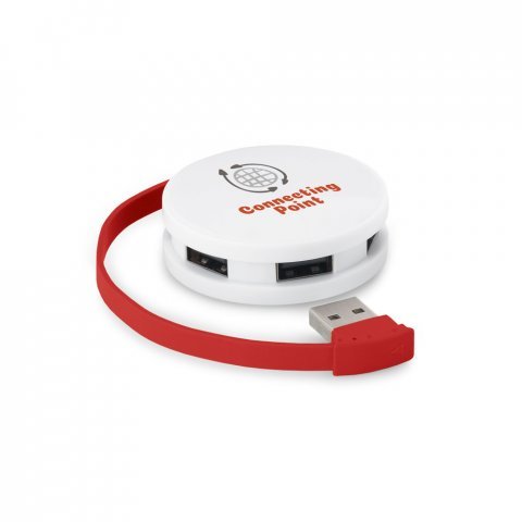 GARDNER. ХЪБ с кабел и 4 USB-A порта в ABS - червен