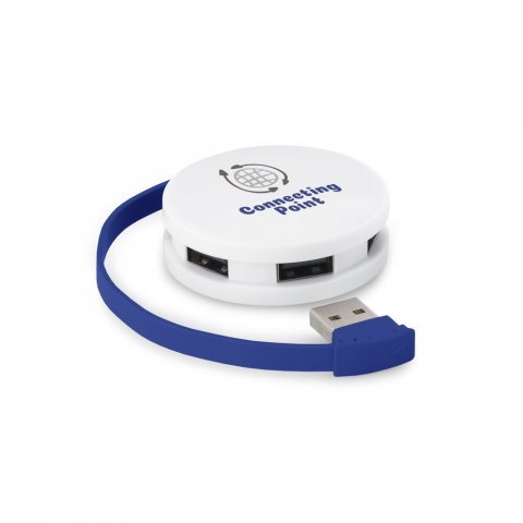 GARDNER. ХЪБ с кабел и 4 USB-A порта в ABS - кралско синьо