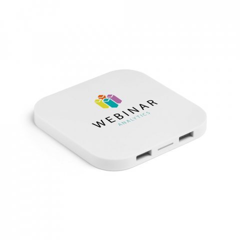 CAROLINE. Superschnelles 15W wireless Ladeger&auml;t mit HUB 2 USB-A Anschl&uuml;ssen aus Recyceltes ABS (60% rABS) - Wei&szlig;