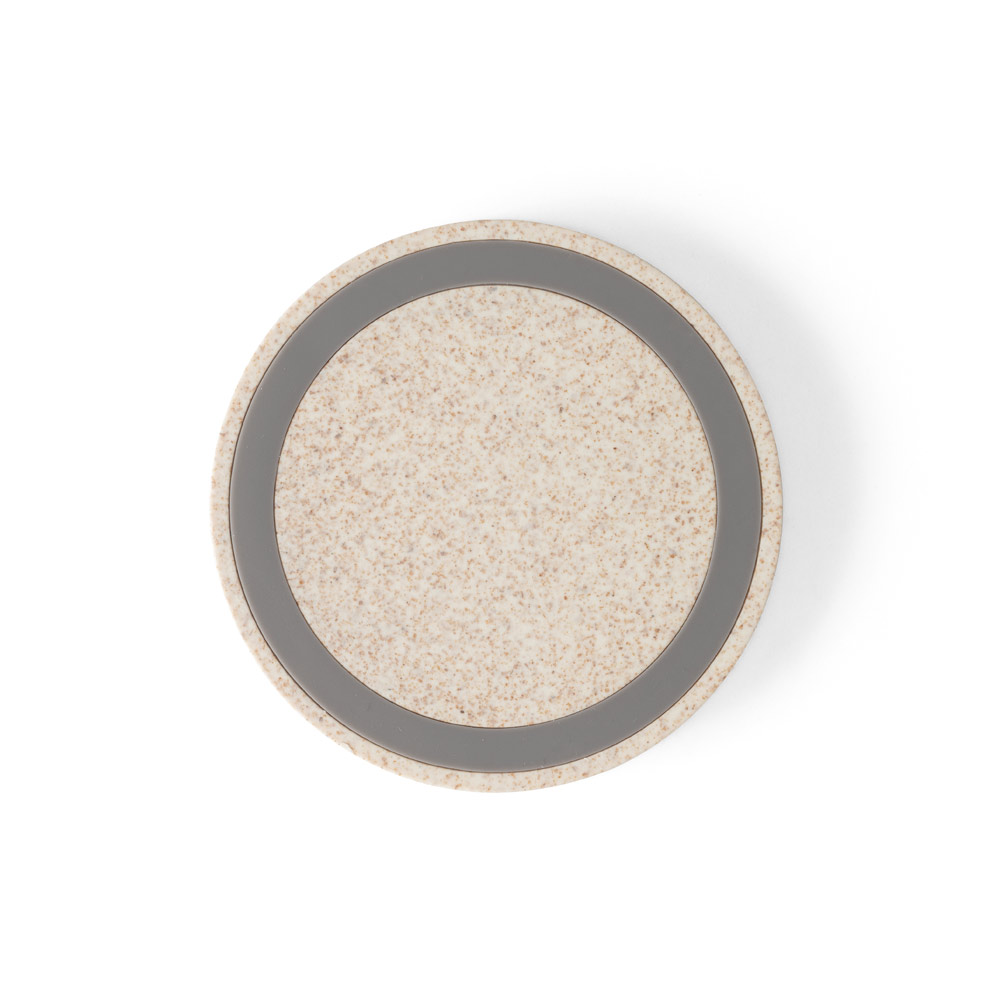 CUVIER. Caricatore wireless 15W in ABS riciclato (65% rABS) e fibra di paglia di grano (35%)