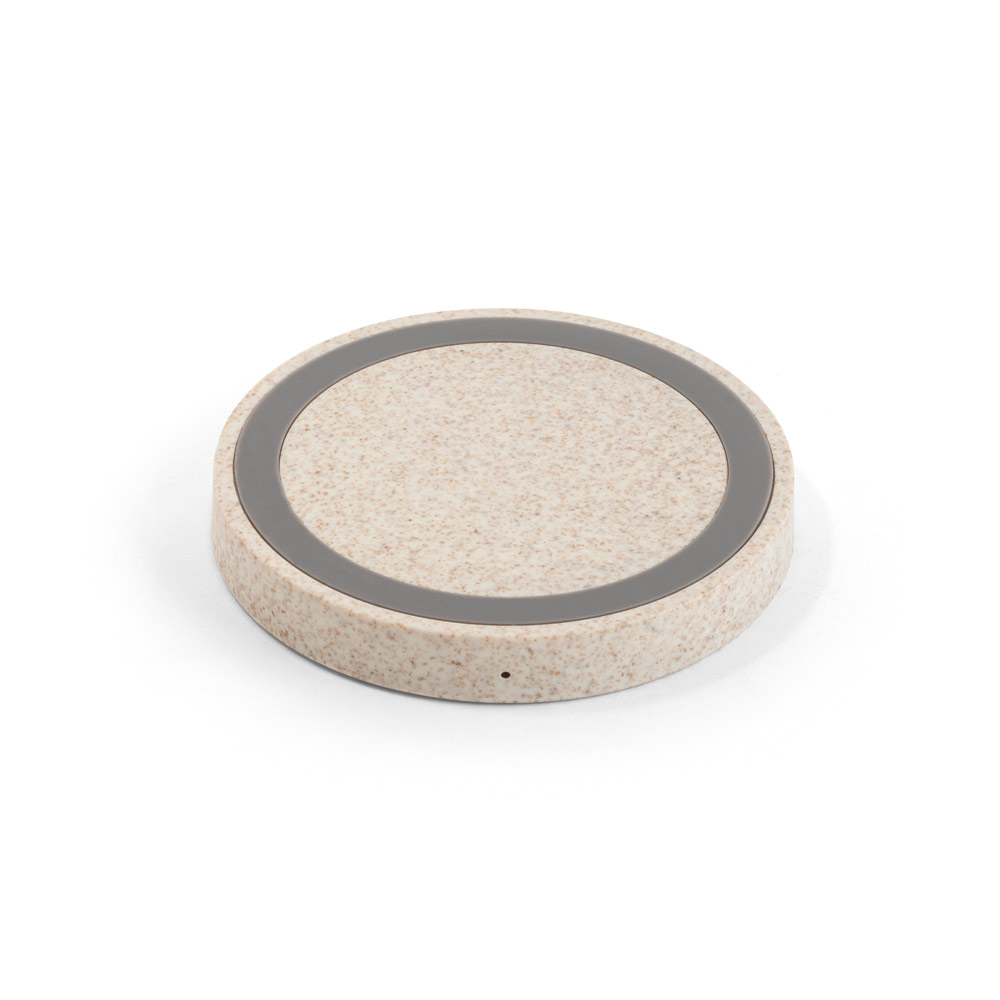 CUVIER. Caricatore wireless 15W in ABS riciclato (65% rABS) e fibra di paglia di grano (35%)