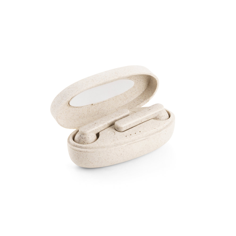 FOURIER. Auricolari wireless con durata della batteria di 3 ore in fibra di paglia di grano e PP