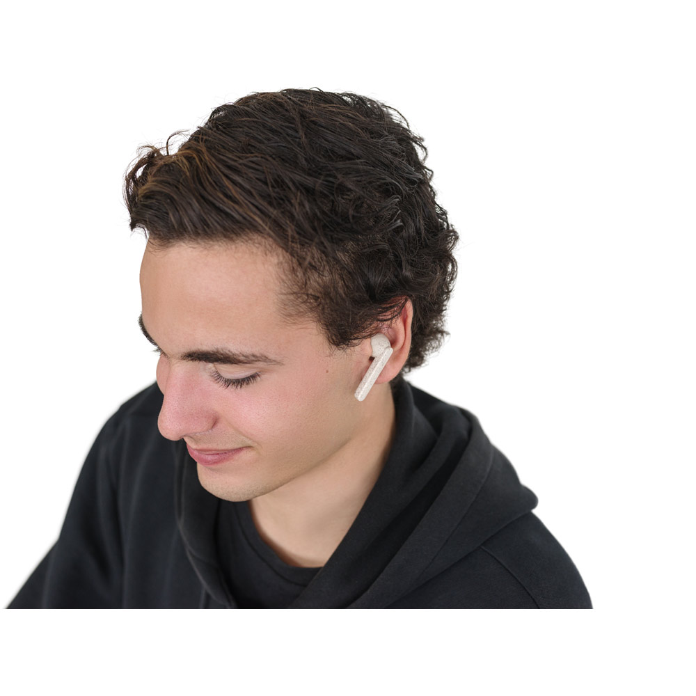 FOURIER. Auricolari wireless con durata della batteria di 3 ore in fibra di paglia di grano e PP