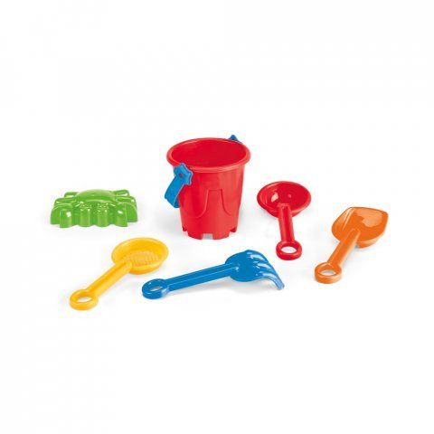 VALLARTA. PP плажна кофа с 5 аксесоара - червен