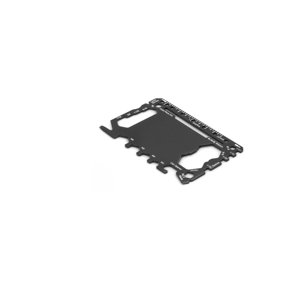 PEEBLES. Carta multifunzione in acciaio inossidabile con 20 funzioni