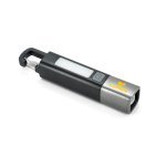 WIGGINS. ABS torch, with a 2 W LED light (53 lumens) at the front and a COB light (53 lumens) at the top - Black
