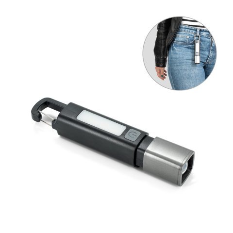 WIGGINS. ABS torch, with a 2 W LED light (53 lumens) at the front and a COB light (53 lumens) at the top