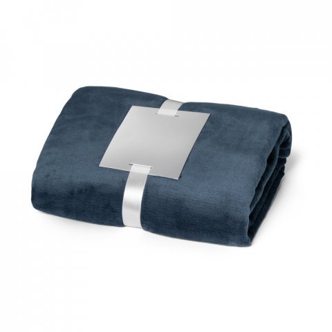 DYLEAF. Couverture polaire (240 g/m&sup2;) avec ruban pour carte de personnalisation - Bleu
