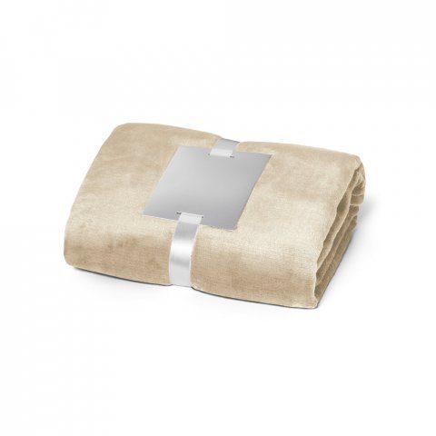 DYLEAF. Couverture polaire (240 g/m&sup2;) avec ruban pour carte de personnalisation - Beige 