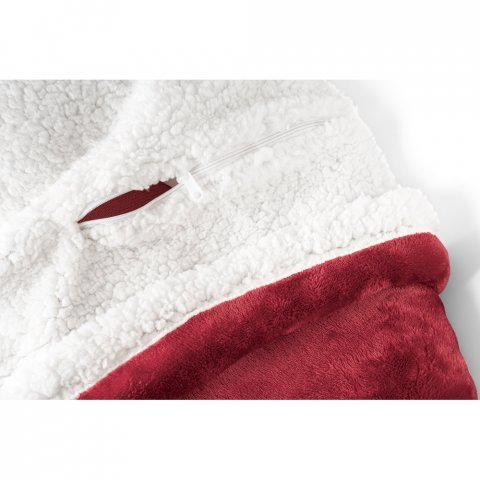 HEIDEN. Wendbare Fleecedecke (190 g/m&sup2;) mit Satinband und personalisierter Karte - Burgunder