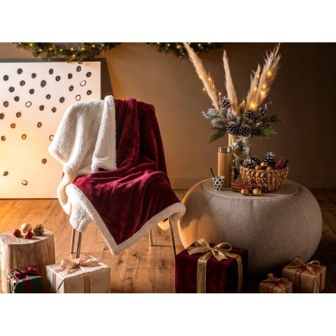 HEIDEN. Wendbare Fleecedecke (190 g/m&sup2;) mit Satinband und personalisierter Karte