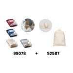 HEIDEN. Coperta reversibile in pile confezionata (190 g/m&sup2;) con nastro in raso e cartoncino personalizzabile