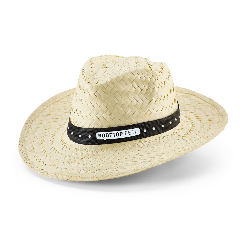 EDWARD POLI. Cappello in paglia naturale con nastro in poliestere