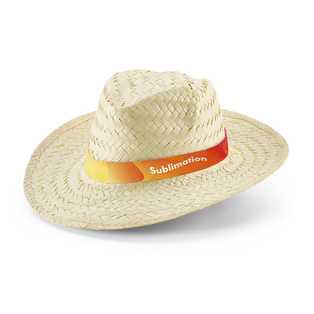 EDWARD RIB. Cappello in paglia naturale con nastro sublimatico