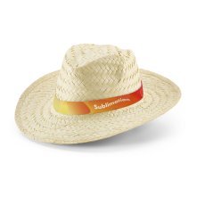 EDWARD RIB. Chap&eacute;u de palha natural com fita el&aacute;stica sublimada