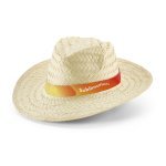 EDWARD RIB. Естествена сламена шапка с ластик от сублимирана материя - бял