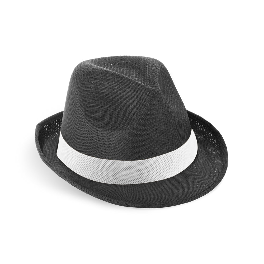 MANOLO POLI. Cappello in PP con nastro in poliestere bianco