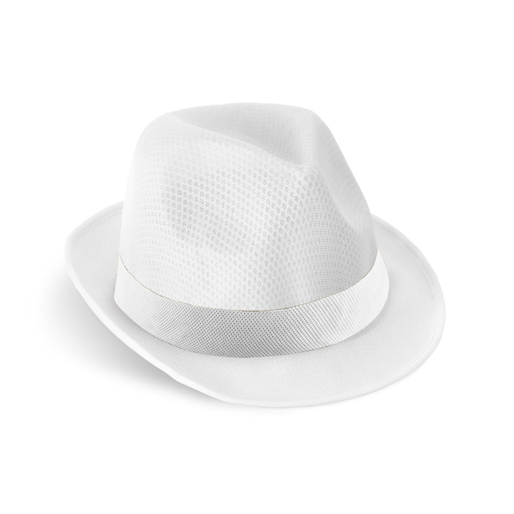 MANOLO POLI. Cappello in PP con nastro in poliestere bianco