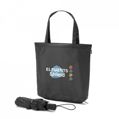 SKYLAR. 2-in-1 umbrella with recycled polyester shopping bag included - Black