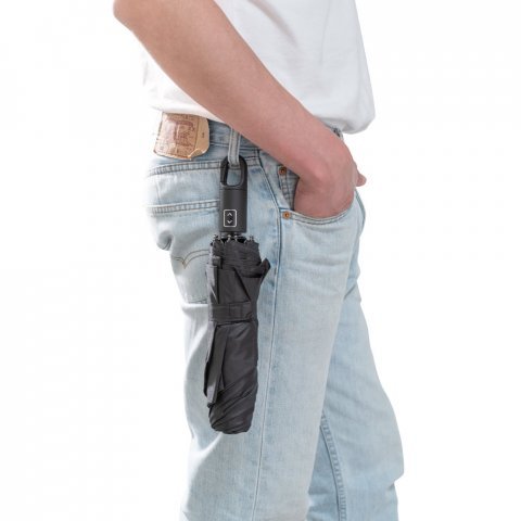 GUSTAVO. Recycled polyester (100% rPET) 190T pongee umbrella with automatic opening and closing - Black