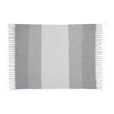 COMFY. Couverture en polyester recycl&eacute; (100% rPET) (300 g/m&sup2;), au toucher mohair - Gris