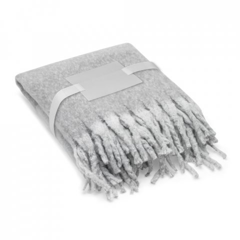 COMFY. Couverture en polyester recycl&eacute; (100% rPET) (300 g/m&sup2;), au toucher mohair - Gris
