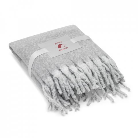 COMFY. Couverture en polyester recycl&eacute; (100% rPET) (300 g/m&sup2;), au toucher mohair - Gris