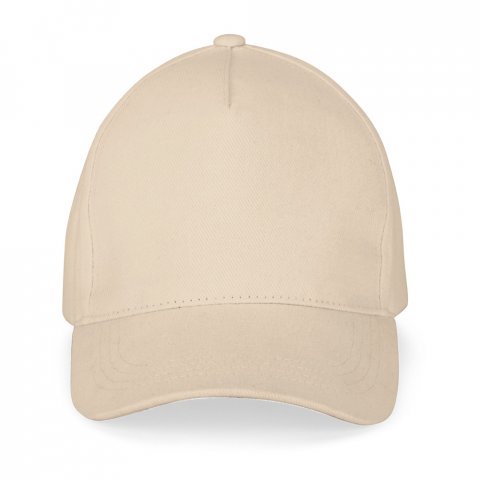 ASHTON. 100 % bomullskeps (260 g/m&sup2;) med 5 paneler - Beige