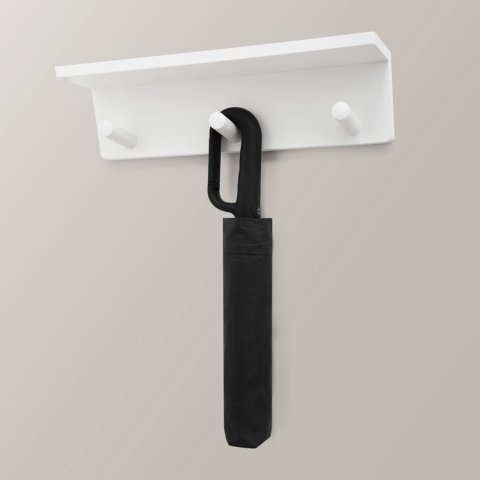 CAMILLE. Ombrello grande (68,5 cm) in pongee 190T - Nero