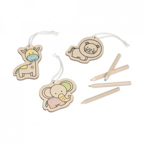 FAUNE. Colouring set for kids in wood - Natural
