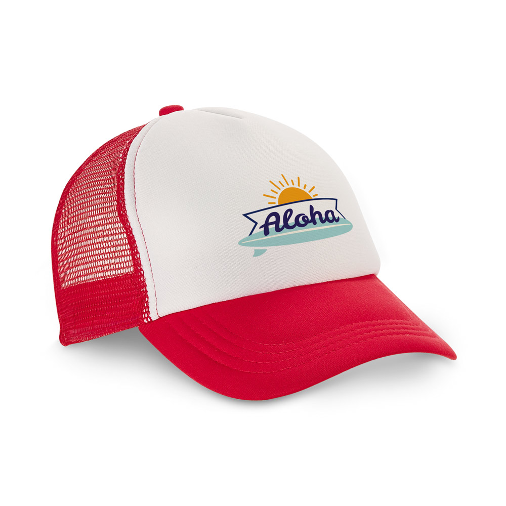 NICOLA. Cappellino in poliestere e rete (150 g/m²)