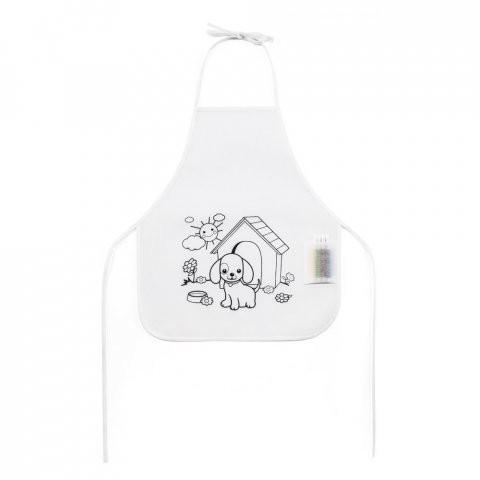 NILO. Children's apron for colouring in non-woven (80 g/m&sup2;) - White