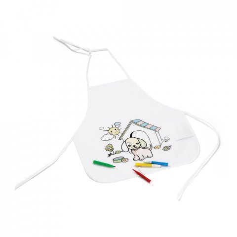 NILO. Children's apron for colouring in non-woven (80 g/m&sup2;) - White