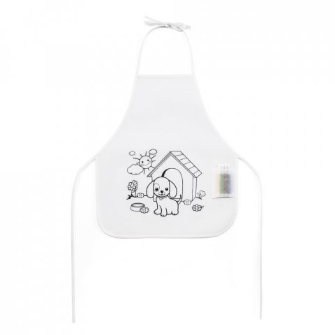 NILO. Children's apron for colouring in non-woven (80 g/m&sup2;) - White